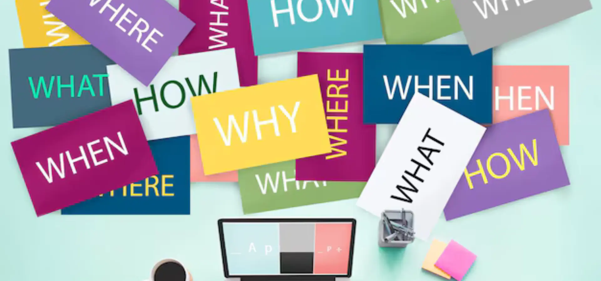 Veel vraagnotities waarom wie waar hoe waarom 53876 121555